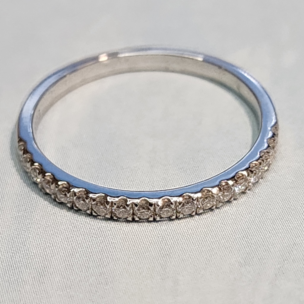 Moissanite and Sterling Stacker Ring